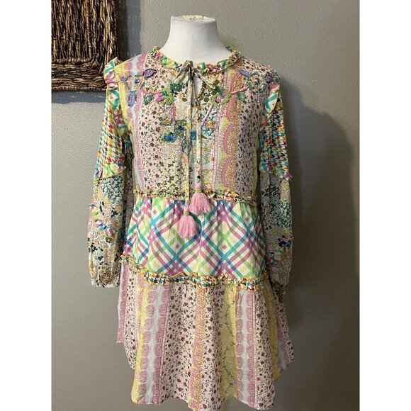 Anthropologie Barok Paris Patchwork Dress S Small Farm Rio Vibes Shopbop NWT - Picture 9 of 16